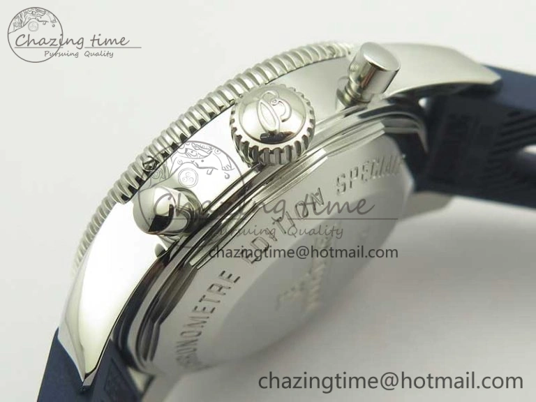 Superocean Heritage ii Chrono 46 SS OMF 1:1 Best Edition Blue Bezel White Dial on Blue Rubber Strap A7750