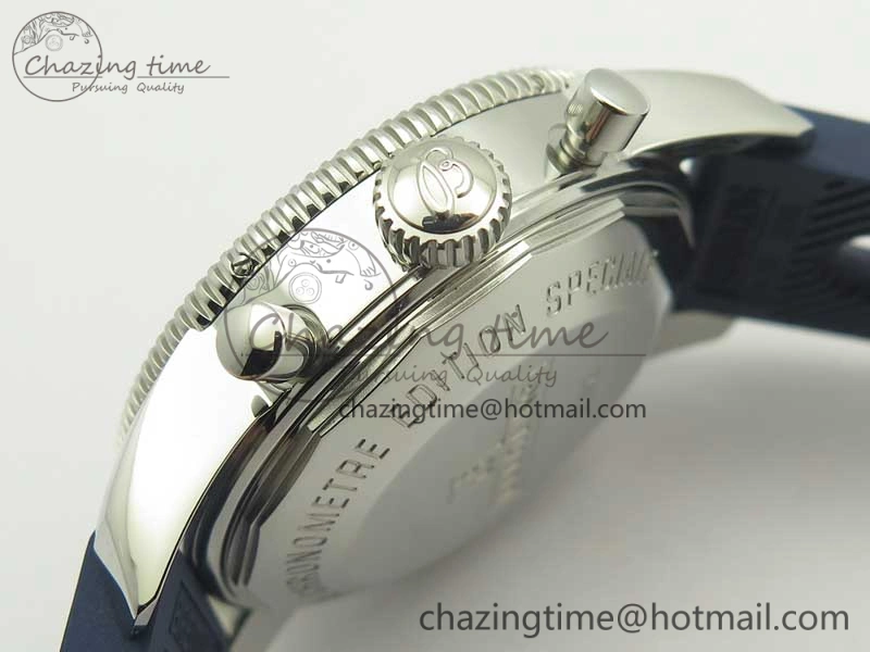 Superocean Heritage ii Chrono 46 SS OMF 1:1 Best Edition Blue Bezel White Dial on Blue Rubber Strap A7750