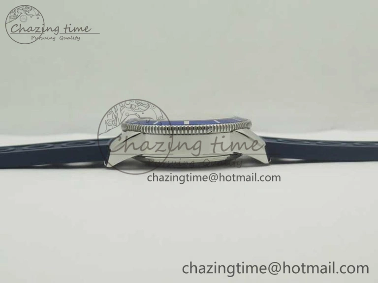 Superocean Heritage ii Chrono 46 SS OMF 1:1 Best Edition Blue Bezel White Dial on Blue Rubber Strap A7750