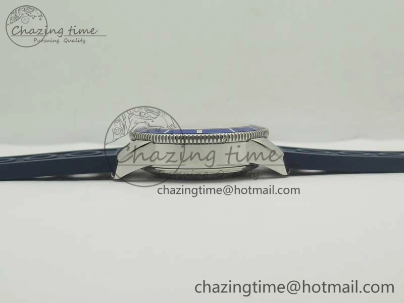 Superocean Heritage ii Chrono 46 SS OMF 1:1 Best Edition Blue Bezel White Dial on Blue Rubber Strap A7750
