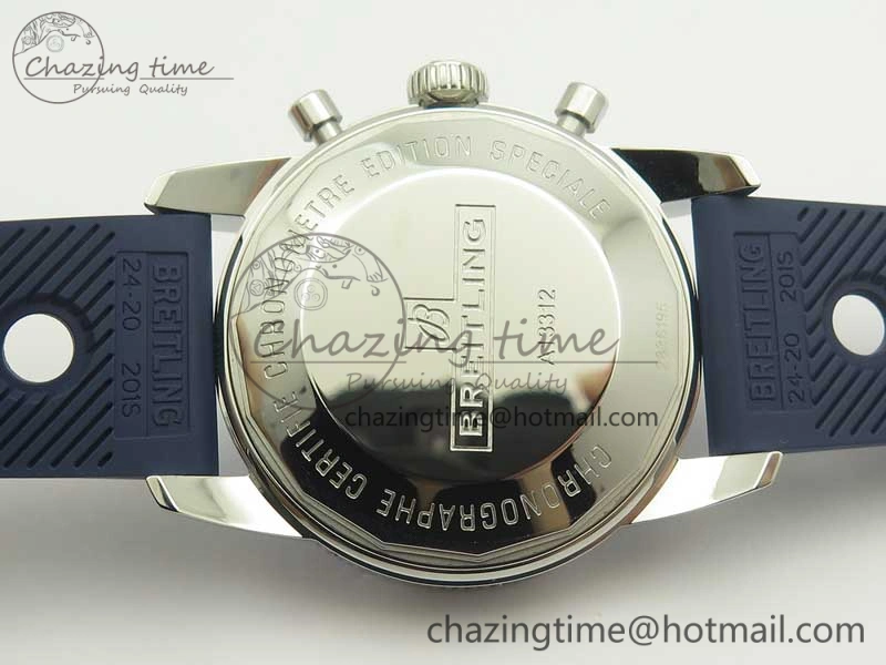 Superocean Heritage ii Chrono 46 SS OMF 1:1 Best Edition Blue Bezel White Dial on Blue Rubber Strap A7750
