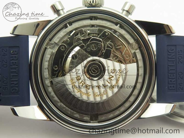 Superocean Heritage ii Chrono 46 SS OMF 1:1 Best Edition Blue Bezel White Dial on Blue Rubber Strap A7750