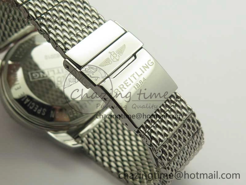 Superocean Héritage II 42 SS GF 1:1 Best Edition Black Ceramic Black Dial on SS Mesh Bracelet MIYOTA 9015