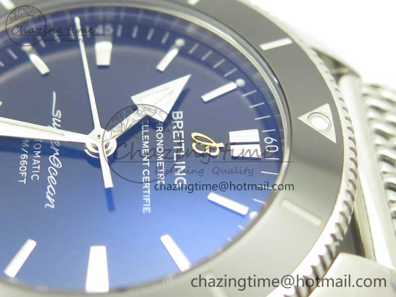 Superocean Héritage II 42 SS GF 1:1 Best Edition Black Ceramic Black Dial on SS Mesh Bracelet MIYOTA 9015