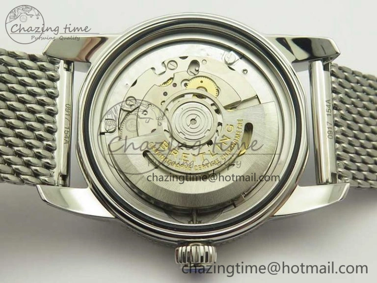 Superocean Héritage II 42 SS GF 1:1 Best Edition Black Ceramic White Dial on SS Mesh Bracelet MIYOTA 9015