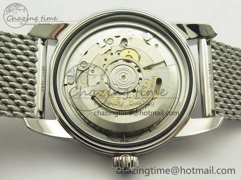 Superocean Héritage II 42 SS GF 1:1 Best Edition Black Ceramic White Dial on SS Mesh Bracelet MIYOTA 9015