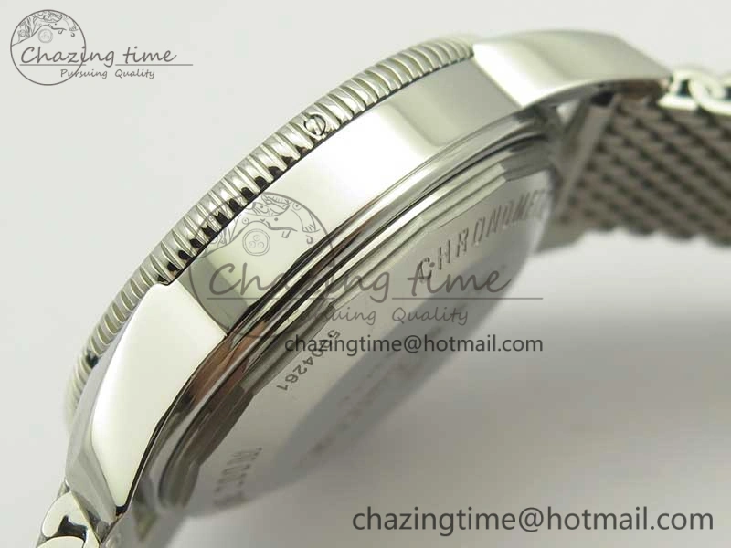 Superocean Héritage II 42 SS GF 1:1 Best Edition Black Ceramic White Dial on SS Mesh Bracelet MIYOTA 9015