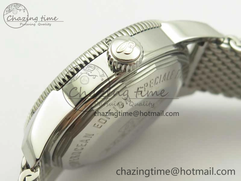 Superocean Héritage II 42 SS GF 1:1 Best Edition Black Ceramic White Dial on SS Mesh Bracelet MIYOTA 9015