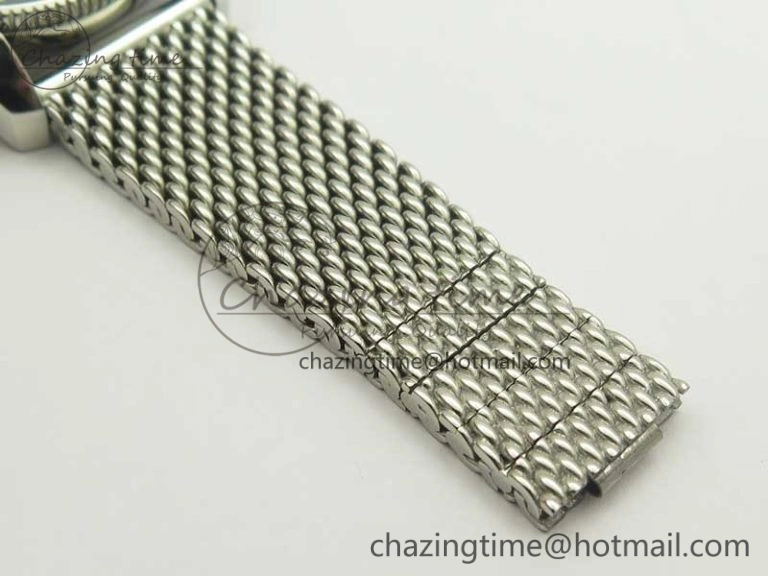 Superocean Héritage II 42 SS GF 1:1 Best Edition Black Ceramic White Dial on SS Mesh Bracelet MIYOTA 9015