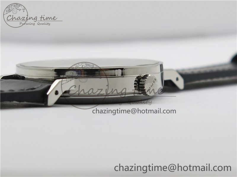 Tangente Automatic 38mm SS MKS 1:1 Best Edition White Dial Numeral Markers on Black Leather Strap A23J