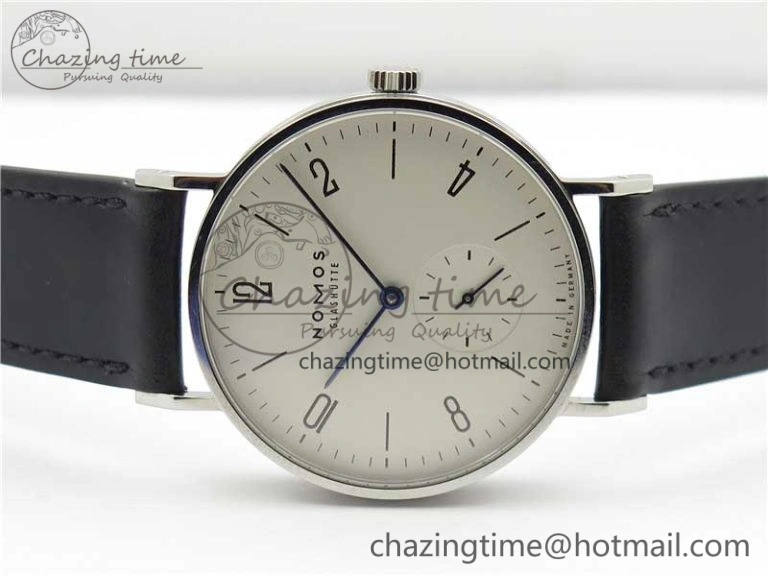 Tangente Automatic 38mm SS MKS 1:1 Best Edition White Dial Numeral Markers on Black Leather Strap A23J
