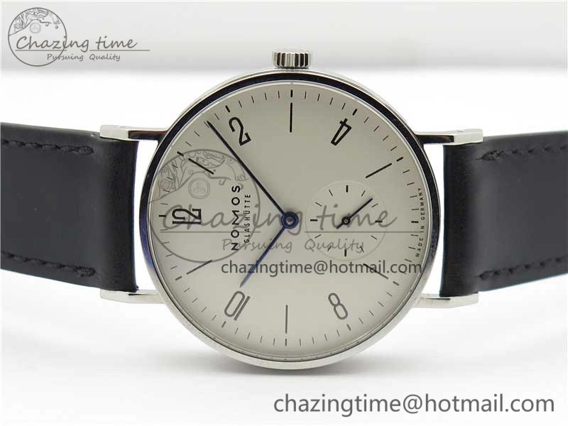 Tangente Automatic 38mm SS MKS 1:1 Best Edition White Dial Numeral Markers on Black Leather Strap A23J