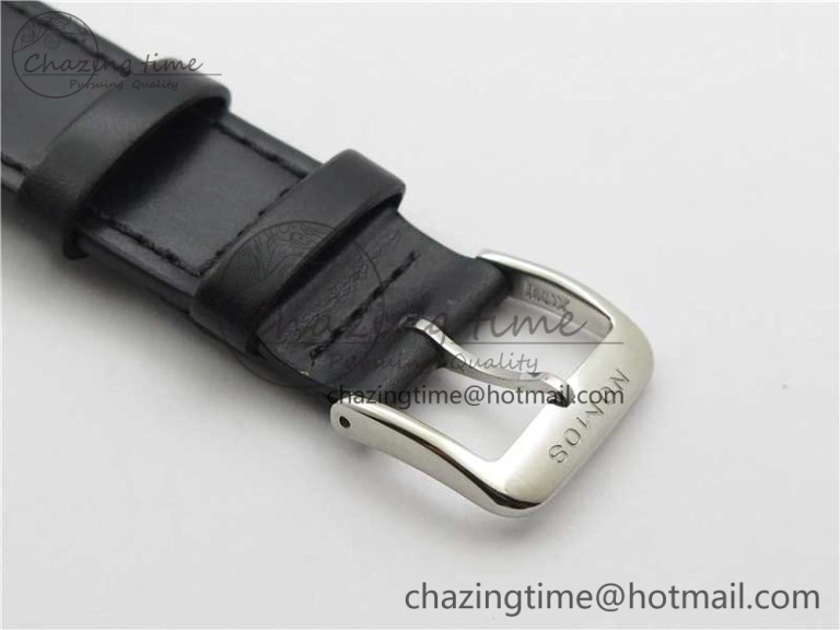 Tangente Automatic 38mm SS MKS 1:1 Best Edition White Dial Numeral Markers on Black Leather Strap A23J
