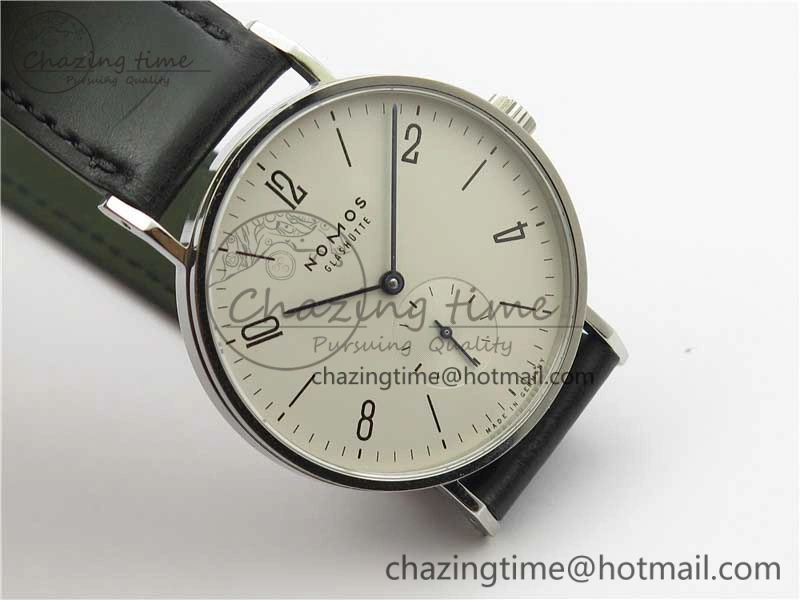 Tangente Automatic 38mm SS MKS 1:1 Best Edition White Dial Numeral Markers on Black Leather Strap A23J