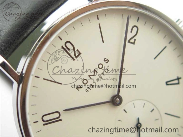 Tangente Automatic 38mm SS MKS 1:1 Best Edition White Dial Numeral Markers on Black Leather Strap A23J