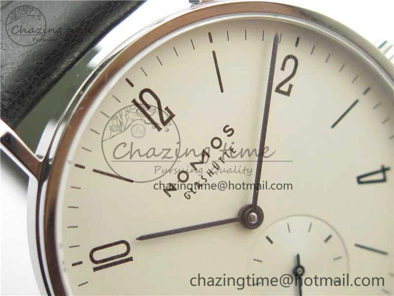 Tangente Automatic 38mm SS MKS 1:1 Best Edition White Dial Numeral Markers on Black Leather Strap A23J