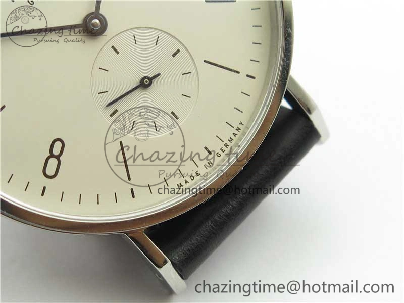 Tangente Automatic 38mm SS MKS 1:1 Best Edition White Dial Numeral Markers on Black Leather Strap A23J