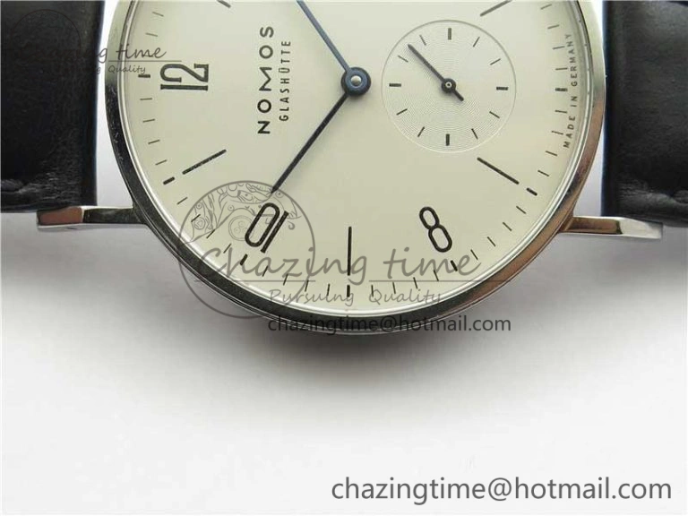 Tangente Automatic 38mm SS MKS 1:1 Best Edition White Dial Numeral Markers on Black Leather Strap A23J