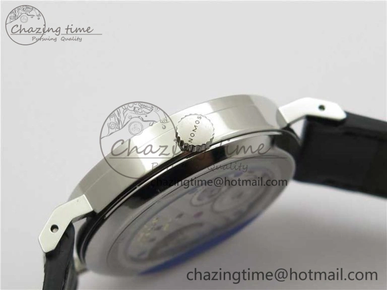 Tangente Automatic 38mm SS MKS 1:1 Best Edition White Dial Red 12 Marker on Black Leather Strap A23J