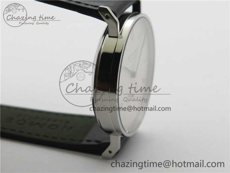 Tangente Automatic 38mm SS MKS 1:1 Best Edition White Dial Red 12 Marker on Black Leather Strap A23J