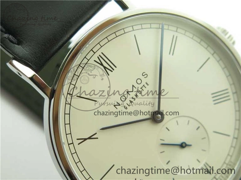 Tangente Automatic 38mm SS MKS 1:1 Best Edition White Dial Roman Markers on Black Leather Strap A23J