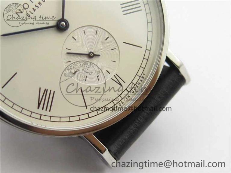 Tangente Automatic 38mm SS MKS 1:1 Best Edition White Dial Roman Markers on Black Leather Strap A23J