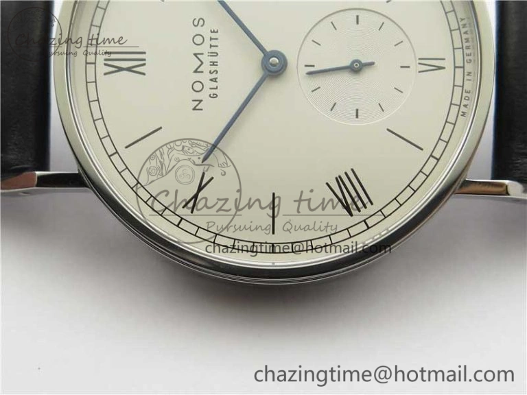 Tangente Automatic 38mm SS MKS 1:1 Best Edition White Dial Roman Markers on Black Leather Strap A23J