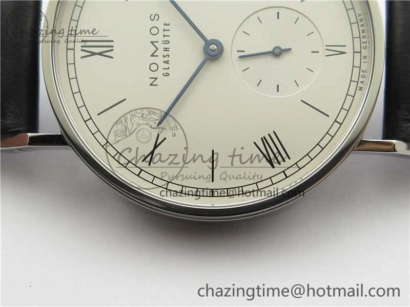 Tangente Automatic 38mm SS MKS 1:1 Best Edition White Dial Roman Markers on Black Leather Strap A23J