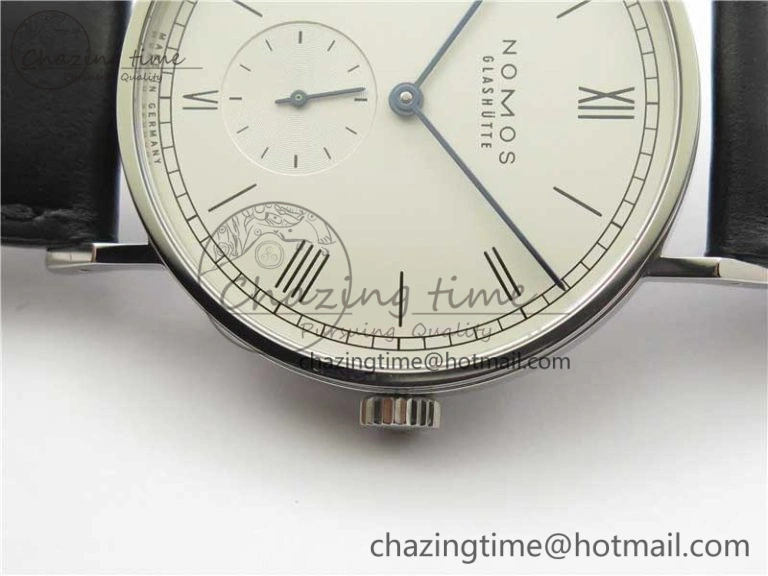 Tangente Automatic 38mm SS MKS 1:1 Best Edition White Dial Roman Markers on Black Leather Strap A23J