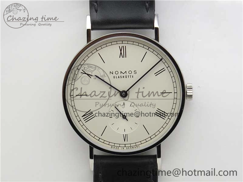 Tangente Automatic 38mm SS MKS 1:1 Best Edition White Dial Roman Markers on Black Leather Strap A23J