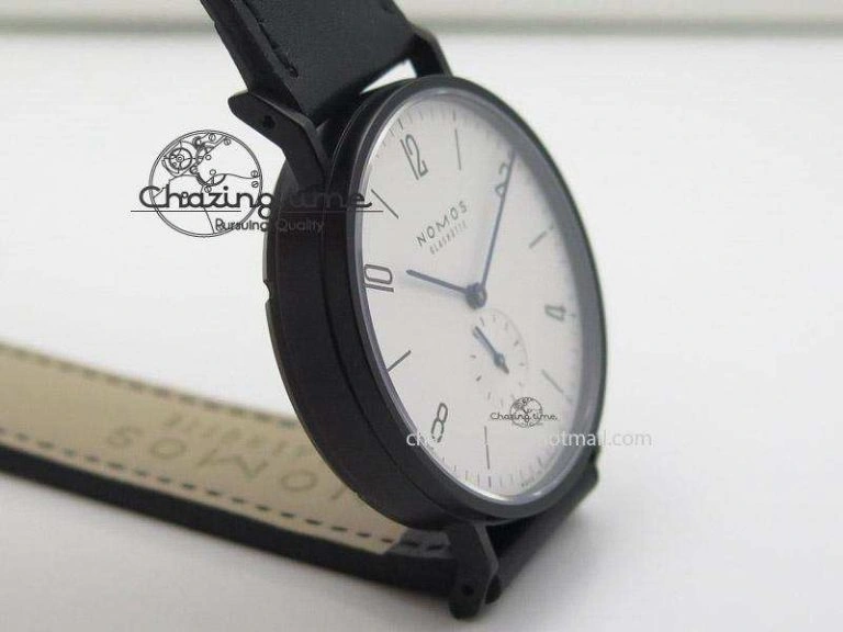 Tangente DLC Case White Dial On Black Leather Strap A2813