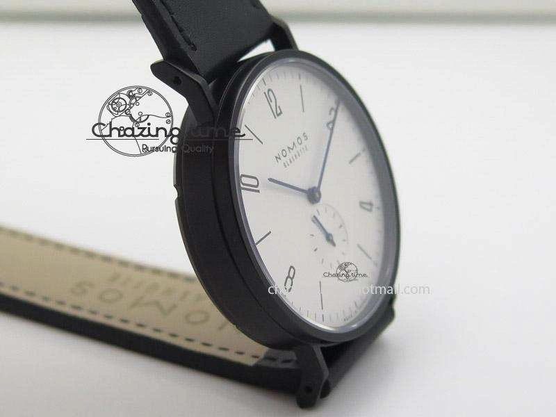 Tangente DLC Case White Dial On Black Leather Strap A2813