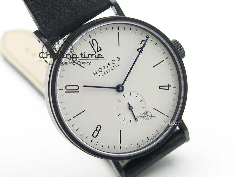 Tangente DLC Case White Dial On Black Leather Strap A2813