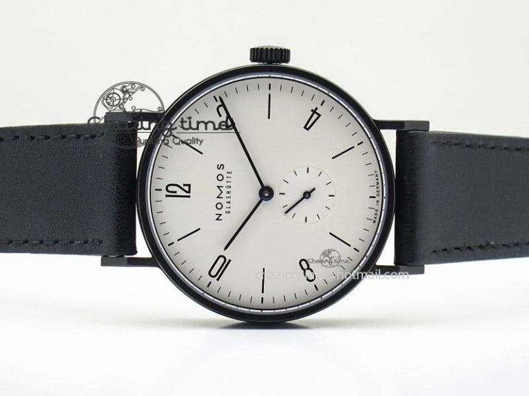 Tangente DLC Case White Dial On Black Leather Strap A2813