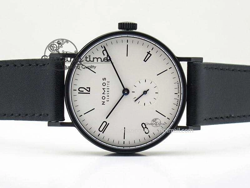 Tangente DLC Case White Dial On Black Leather Strap A2813