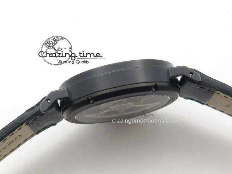 Tangente DLC Case White Dial On Black Leather Strap A2813