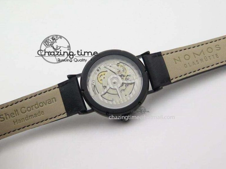 Tangente DLC Case White Dial On Black Leather Strap A2813