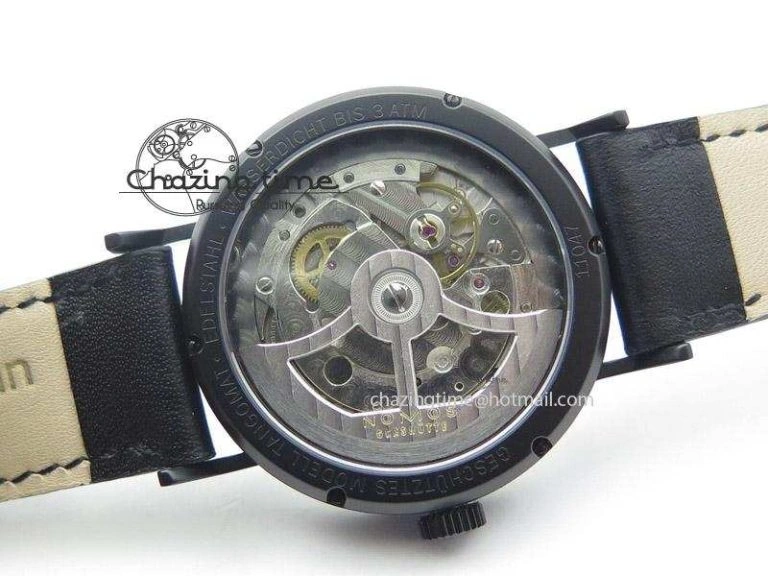 Tangente DLC Case White Dial On Black Leather Strap A2813