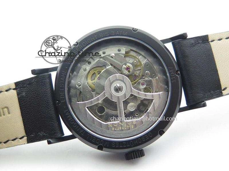 Tangente DLC Case White Dial On Black Leather Strap A2813
