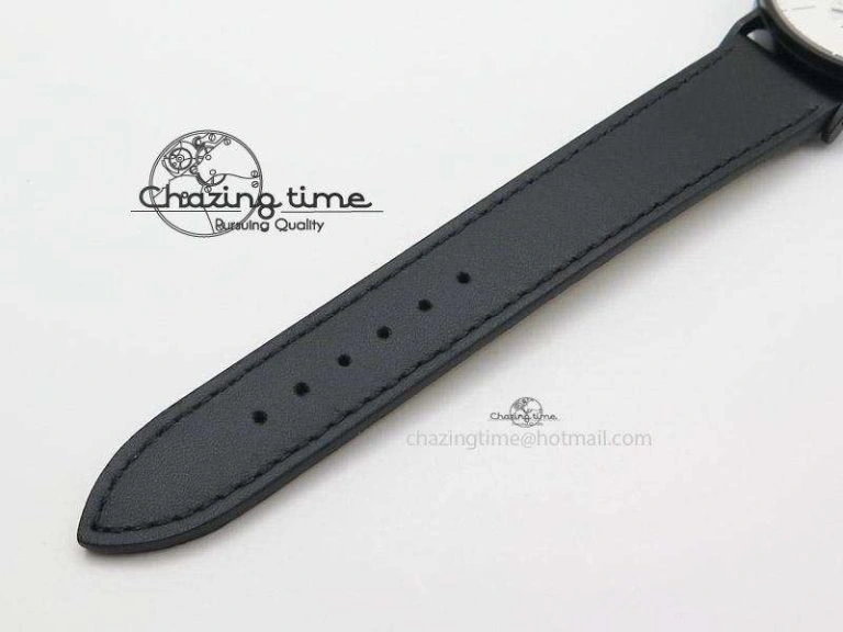 Tangente DLC Case White Dial On Black Leather Strap A2813
