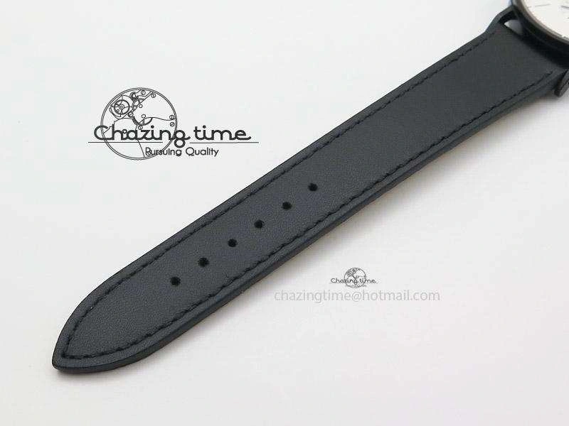 Tangente DLC Case White Dial On Black Leather Strap A2813