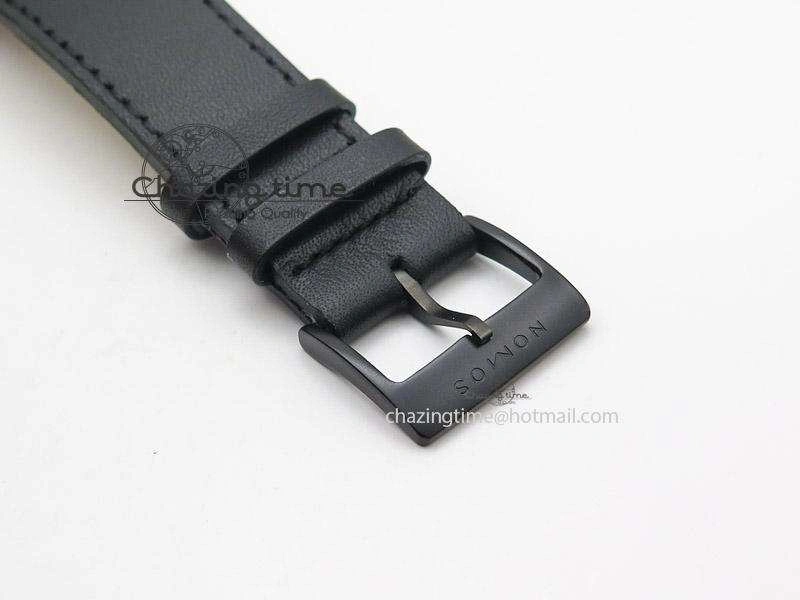 Tangente DLC Case White Dial On Black Leather Strap A2813