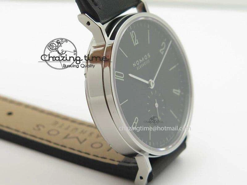 Tangente SS Black Dial On Black Leather Strap A2813