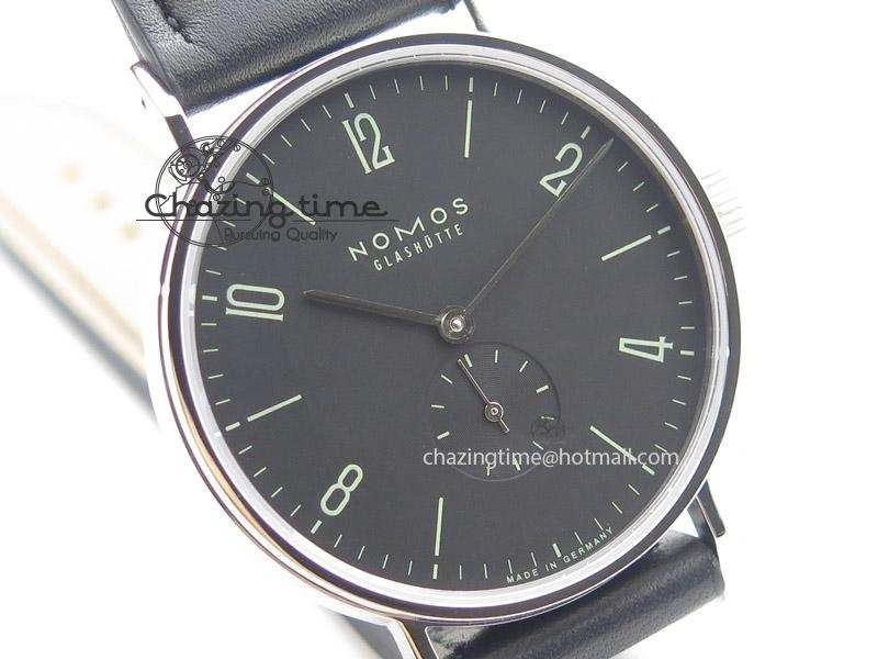 Tangente SS Black Dial On Black Leather Strap A2813