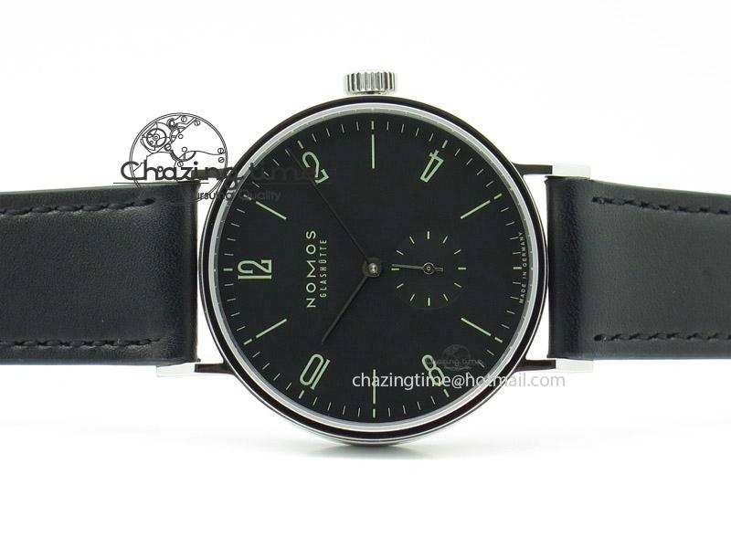 Tangente SS Black Dial On Black Leather Strap A2813