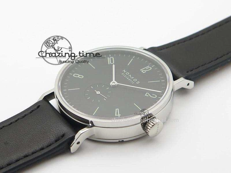 Tangente SS Black Dial On Black Leather Strap A2813
