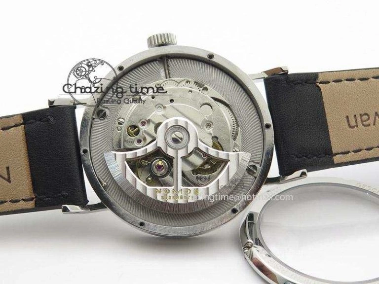 Tangente SS Black Dial Red Number Markers On Black Leather Strap A2813