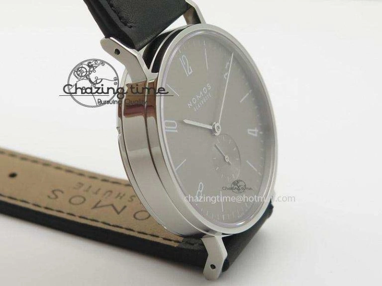 Tangente SS Grey Dial On Black Leather Strap A2813