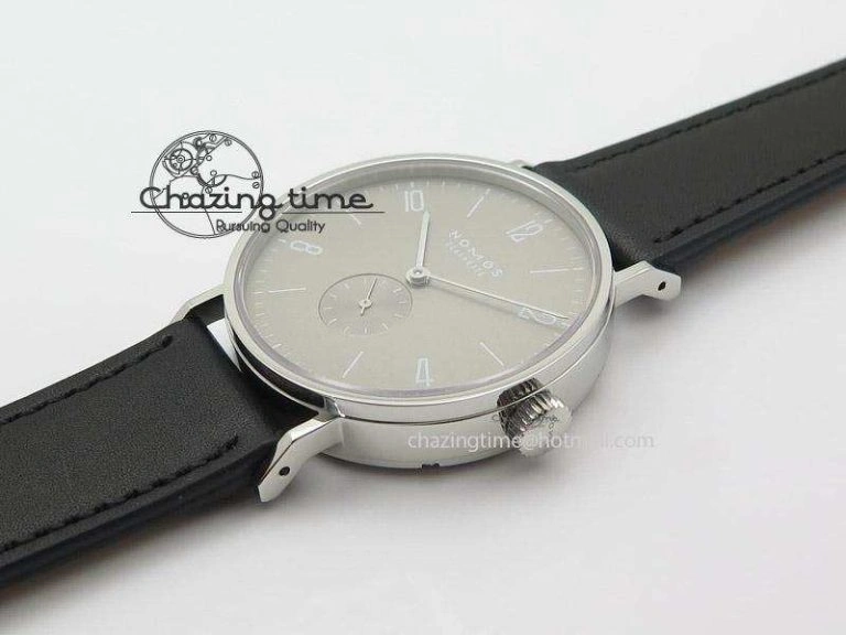 Tangente SS Grey Dial On Black Leather Strap A2813