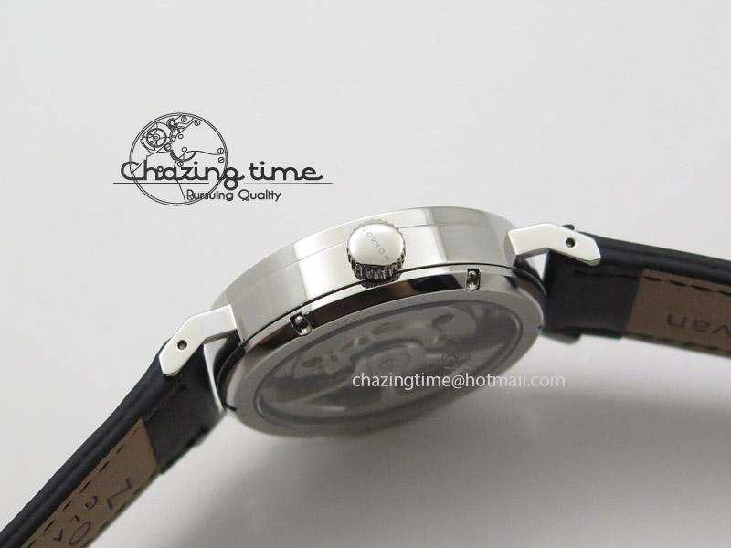 Tangente SS White Dial On Blue Number Markers Red Handset On Black Leather Strap A2813